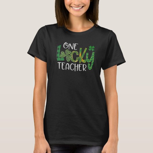 Happy St Patricks Day Shamrock One Lucky Teacher T-shirt (Voorkant)