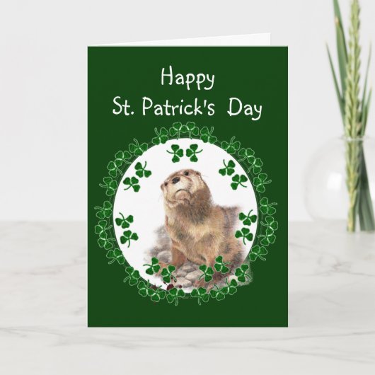 Happy St. Patrick's Day Shamrock Otter Animal lol Kaart (Voorkant)