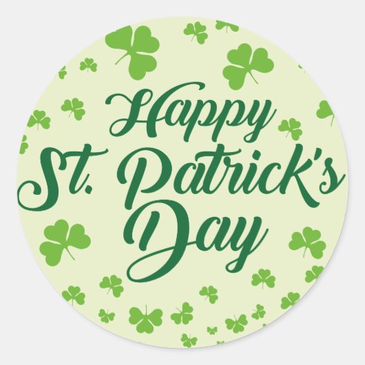 Happy St Patrick's Day Shamrock Ronde Sticker (Voorkant)