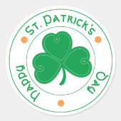 Happy St. Patrick's Day Shamrock Ronde Sticker (Voorkant)