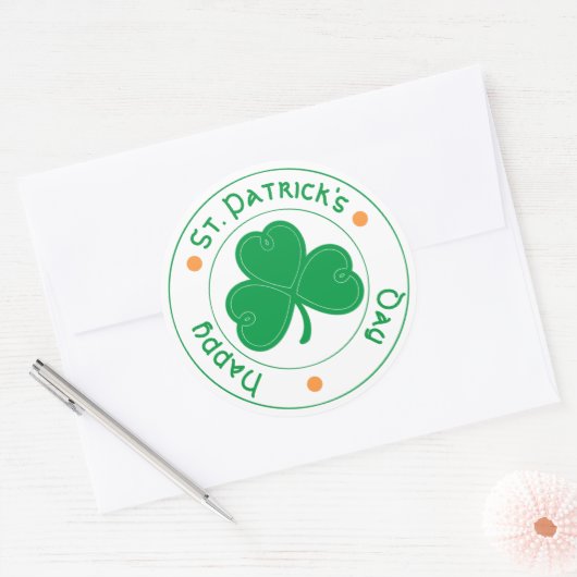 Happy St. Patrick's Day Shamrock Ronde Sticker (Envelop)