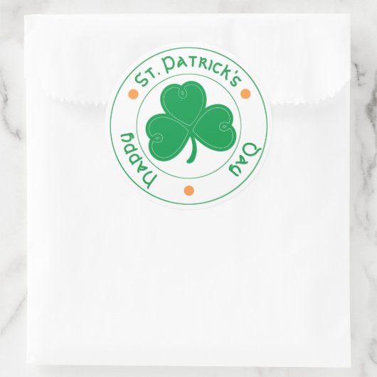 Happy St. Patrick's Day Shamrock Ronde Sticker (Tas)