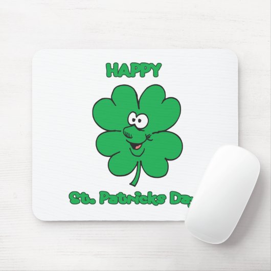 Happy St Patricks Day Shamrock Smilie Muismat (Met muis)