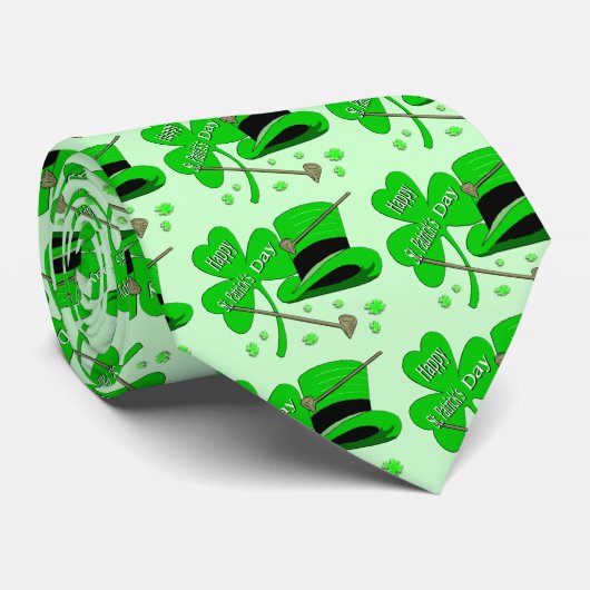 Happy St Patrick's Day Shamrock Stropdas (Opgerold)