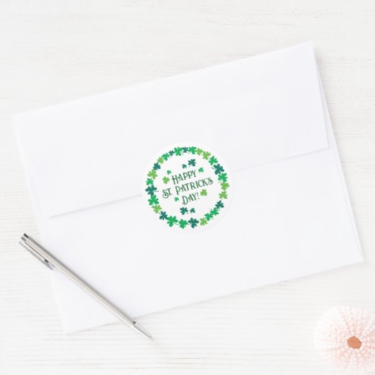 Happy St. Patrick's Day Shamrock Wreath Stickers (Envelop)