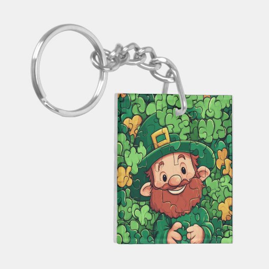 Happy St. Patrick's Day Shamrocks Acryl Sleutelhan Sleutelhanger (Voorkant Links)