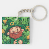 Happy St. Patrick's Day Shamrocks Acryl Sleutelhan Sleutelhanger (Achterkant)