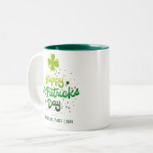 Happy St. Patrick's day Shamrocks familienaam Tweekleurige Koffiemok (Voorkant links)