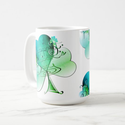 Happy St. Patrick's Day Shamrocks Koffiemok (Voorkant links)