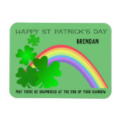 Happy St Patrick's Day shamrocks rainbow jouw naam Magneet (Horizontaal)