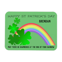 Happy St Patrick's Day shamrocks rainbow jouw naam Magneet