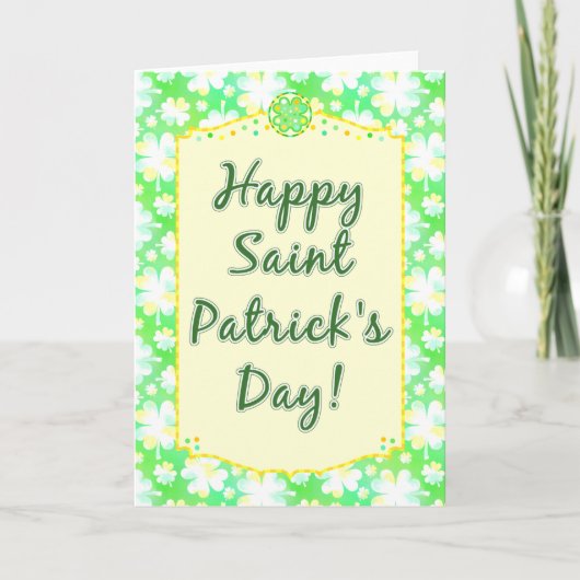 Happy St Patrick's Day Shamrocks Retro Waterverf Kaart (Voorkant)