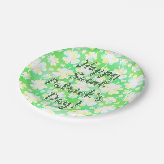 Happy St Patrick's Day Shamrocks Retro Waterverf Papieren Bordje (Gekanteld)
