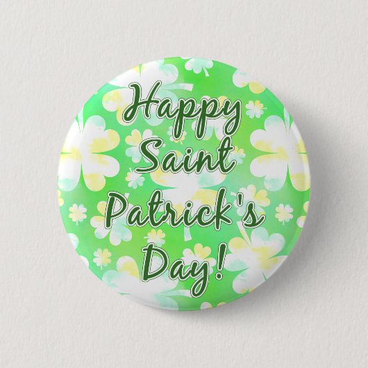 Happy St Patrick's Day Shamrocks Retro Waterverf Ronde Button 5,7 Cm (Voorkant)