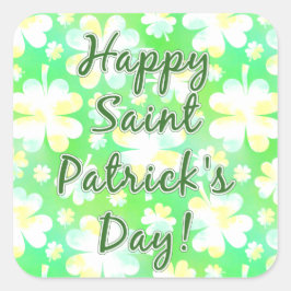Happy St Patrick's Day Shamrocks Retro Waterverf Vierkante Sticker