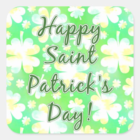 Happy St Patrick's Day Shamrocks Retro Waterverf Vierkante Sticker (Voorkant)