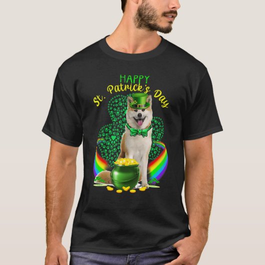 Happy St Patricks Day Shiba Inu Leprechaun Pet Sha T-shirt (Voorkant)