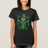 Happy St Patricks Day Skull C Green Shamrock 5 T-shirt (Voorkant)