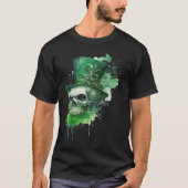 Happy St Patricks Day Skull C Green Shamrock T-shirt (Voorkant)