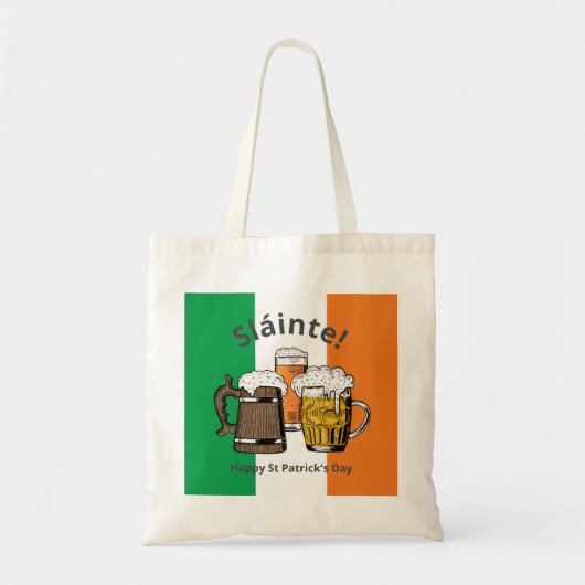 HAPPY ST PATRICK'S DAY Sláinte Beers Tote Bag (Voorkant)
