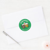 Happy St Patricks Day Sláinte Green Cartoon Beers Ronde Sticker (Envelop)