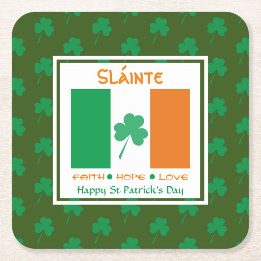 HAPPY ST PATRICK'S DAY Sláinte Kartonnen Onderzetters (Voorkant)
