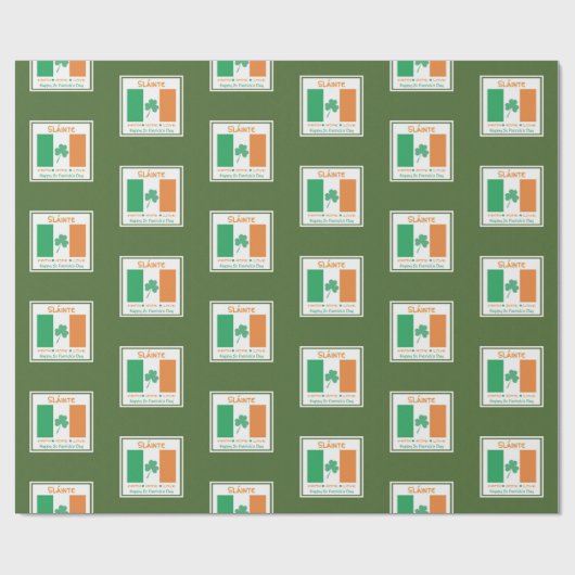 HAPPY ST PATRICK'S DAY Sláinte Shamrock Irish Cadeaupapier (Vlak)