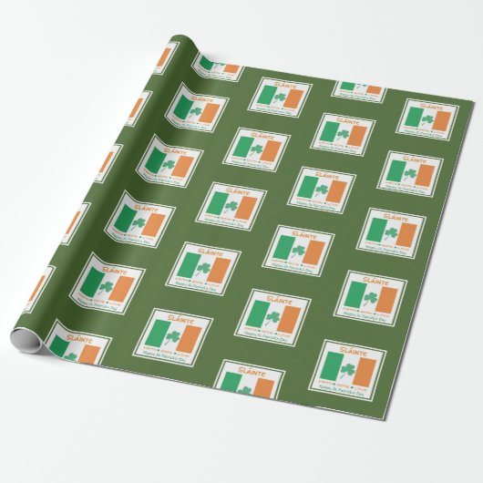HAPPY ST PATRICK'S DAY Sláinte Shamrock Irish Cadeaupapier (Uitgerold)