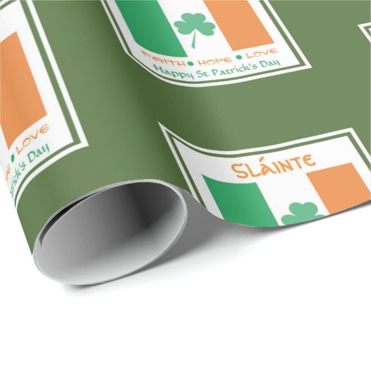 HAPPY ST PATRICK'S DAY Sláinte Shamrock Irish Cadeaupapier (Rol Hoek)