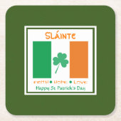 HAPPY ST PATRICK'S DAY Sláinte Shamrock Irish Kartonnen Onderzetters (Voorkant)
