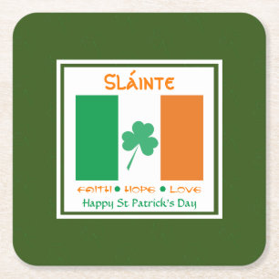HAPPY ST PATRICK'S DAY Sláinte Shamrock Irish Kartonnen Onderzetters