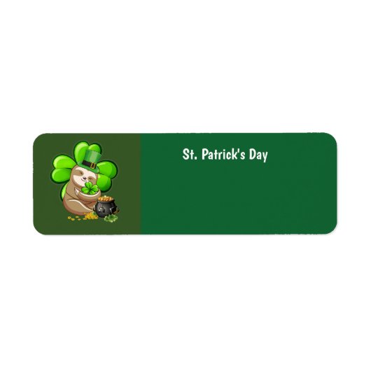 Happy St. Patrick's Day Sloth-adreslabel Etiket (Voorkant)