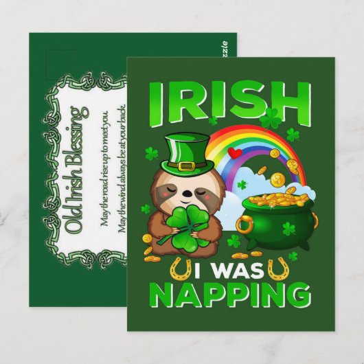 Happy St. Patrick's Day Sloth briefkaart (Voorkant / Achterkant)