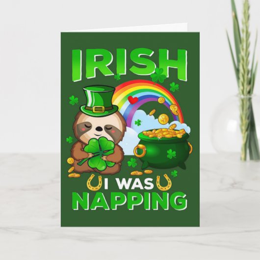 Happy St. Patrick's Day Sloth Kaart (Voorkant)