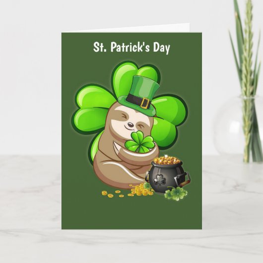 Happy St. Patrick's Day Sloth-Kaart Feestdagen Kaart (Voorkant)