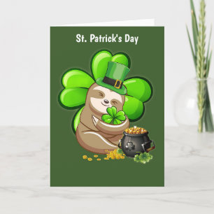 Happy St. Patrick's Day Sloth-Kaart Feestdagen Kaart