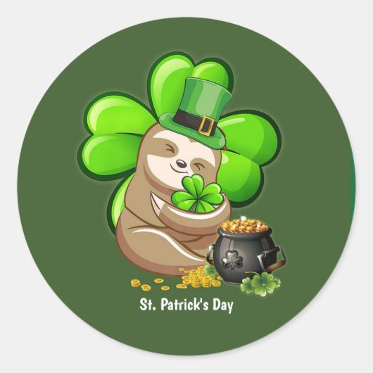 Happy St. Patrick's Day Sloth sticker (Voorkant)