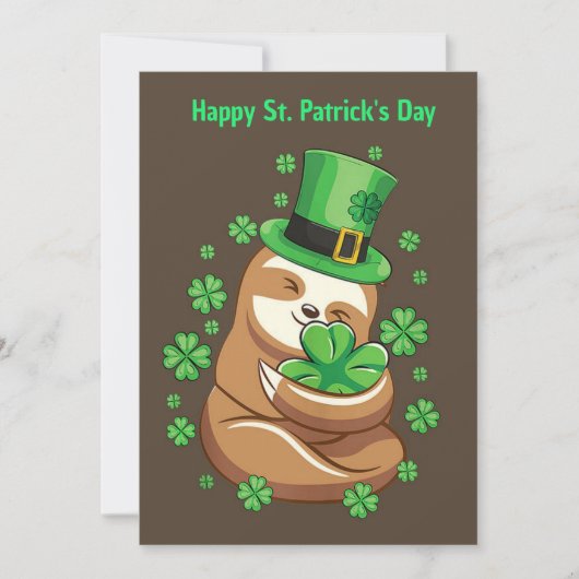 Happy St. Patrick's Day Sloth-uitnodiging Kaart (Voorkant)