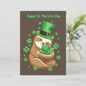 Happy St. Patrick's Day Sloth-uitnodiging Kaart (Staand voorkant)