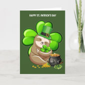 Happy St. Patrick's Day Sloth Wenskaart Kaart (Voorkant)