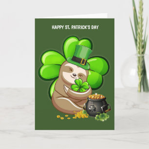 Happy St. Patrick's Day Sloth Wenskaart Kaart