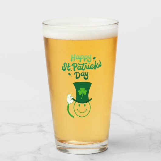 Happy St. Patrick's Day Smile Face Glas (Voorkant gevuld)
