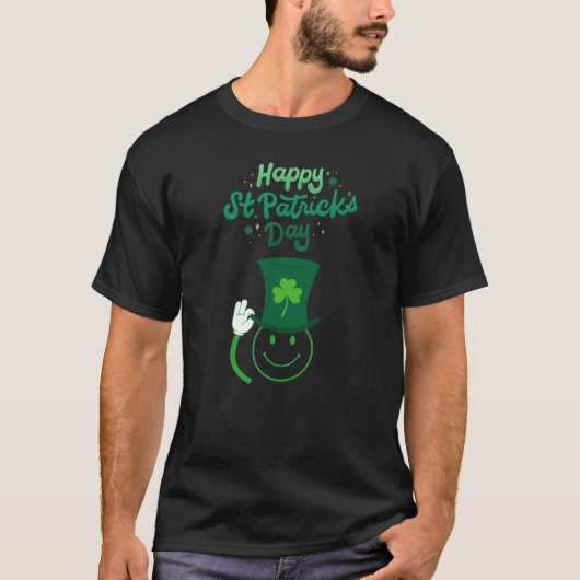 Happy St. Patrick's Day Smiley Face T-shirt (Voorkant)