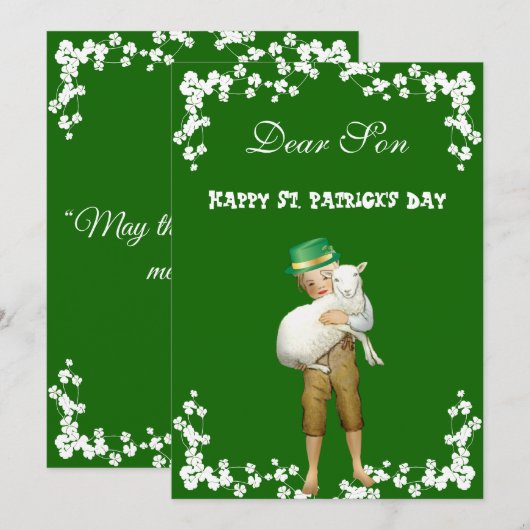 Happy St. Patricks Day Son, Grandson Lamb Feestdagenkaart (Voorkant / Achterkant)