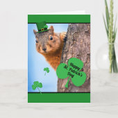 Happy St. Patrick's Day Squirrel in Pet Humor Feestdagen Kaart (Voorkant)
