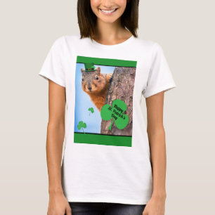 Happy St. Patrick's Day Squirrel in Pet Humor T-shirt