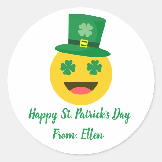 Happy St. Patricks Day Sticker- EMOJI Ronde Sticker (Voorkant)