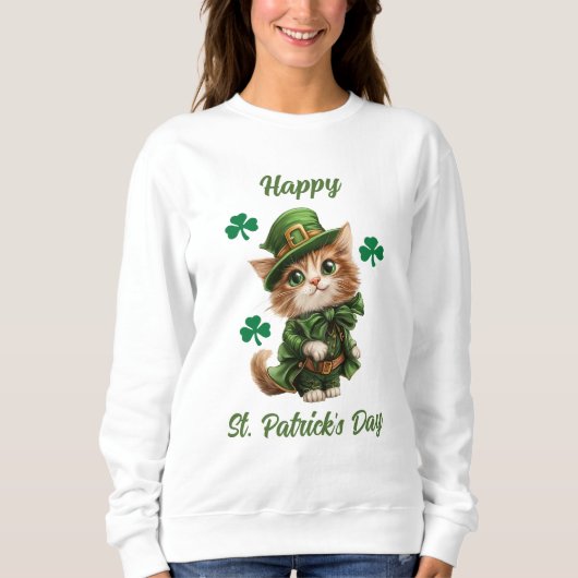 Happy St. Patrick's Day Sweatshirt voor kattenlief (Voorkant)