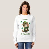 Happy St. Patrick's Day Sweatshirt voor kattenlief (Voorkant volledig)