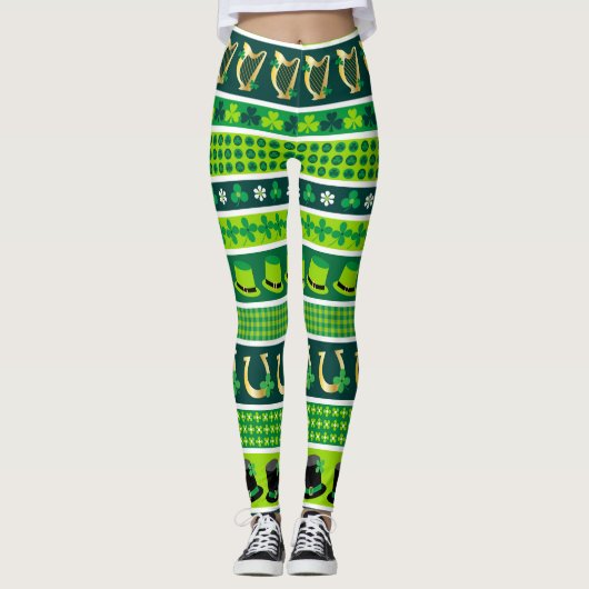 Happy St. Patrick's Day Symbols Leggings (Voorkant)
